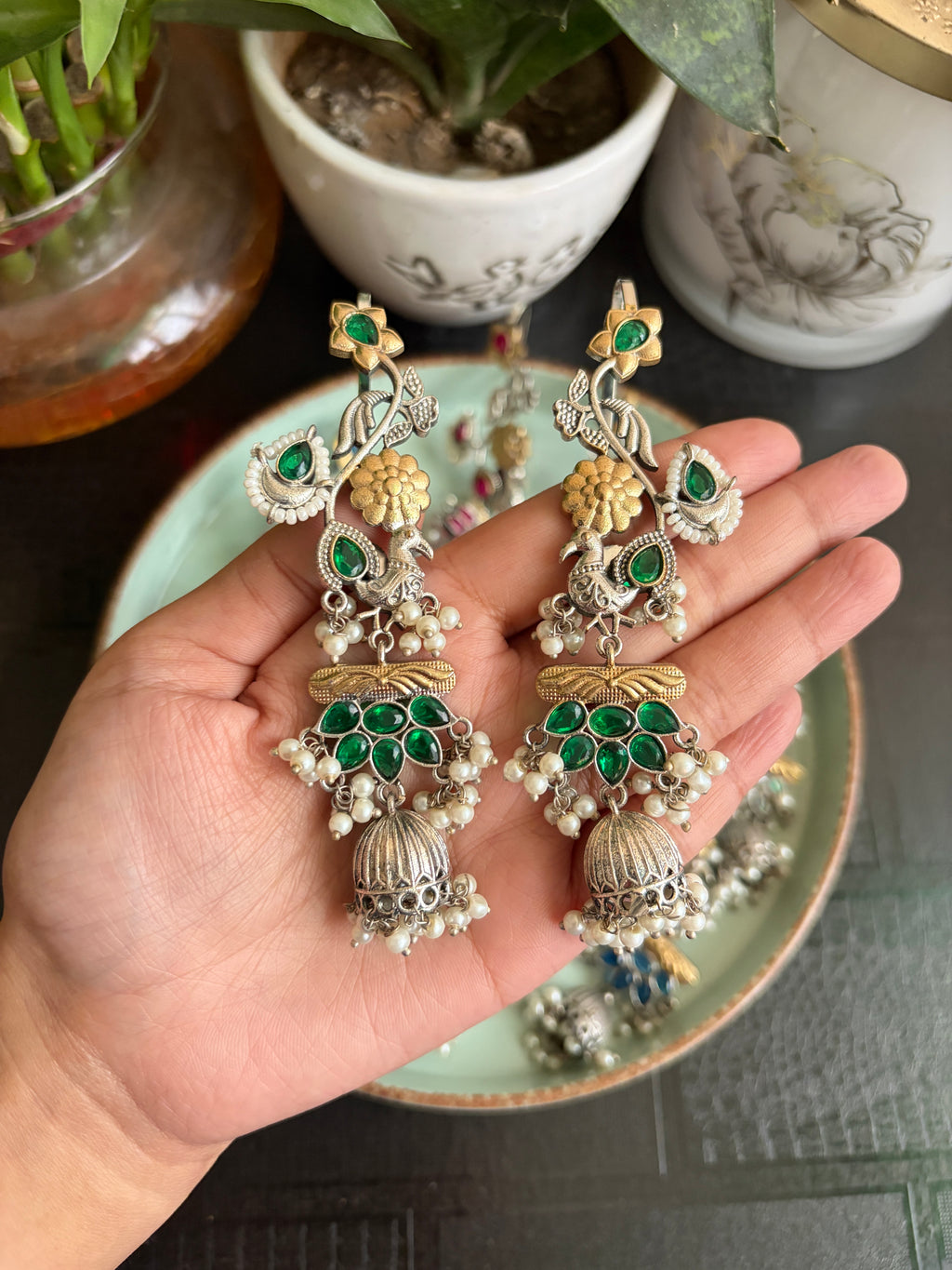 RACHNA german silver kanphool jhumkas