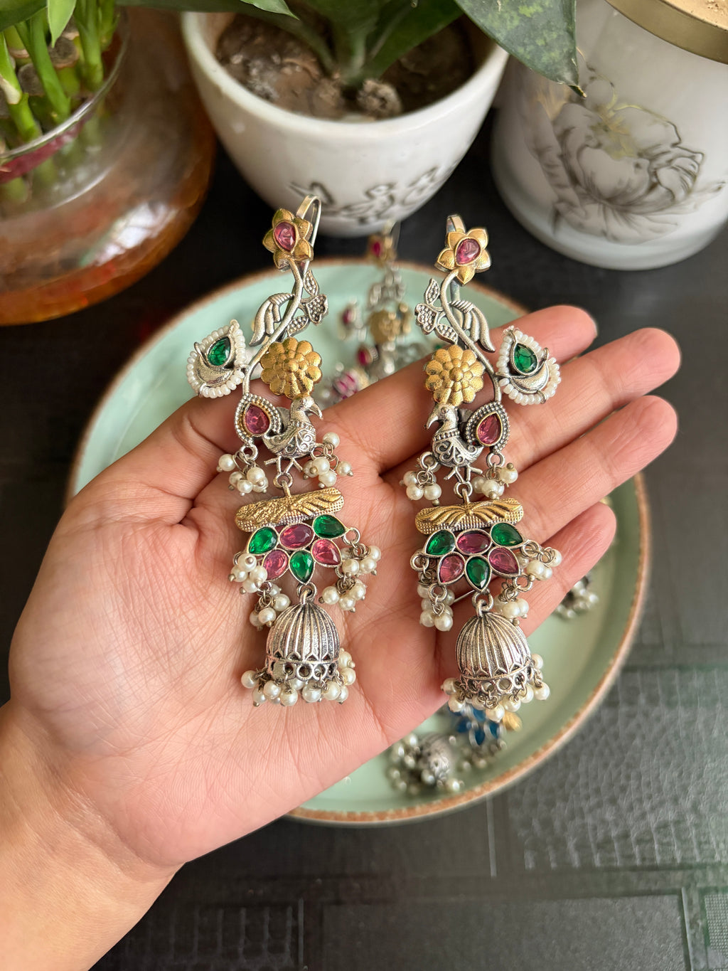 RACHNA german silver kanphool jhumkas