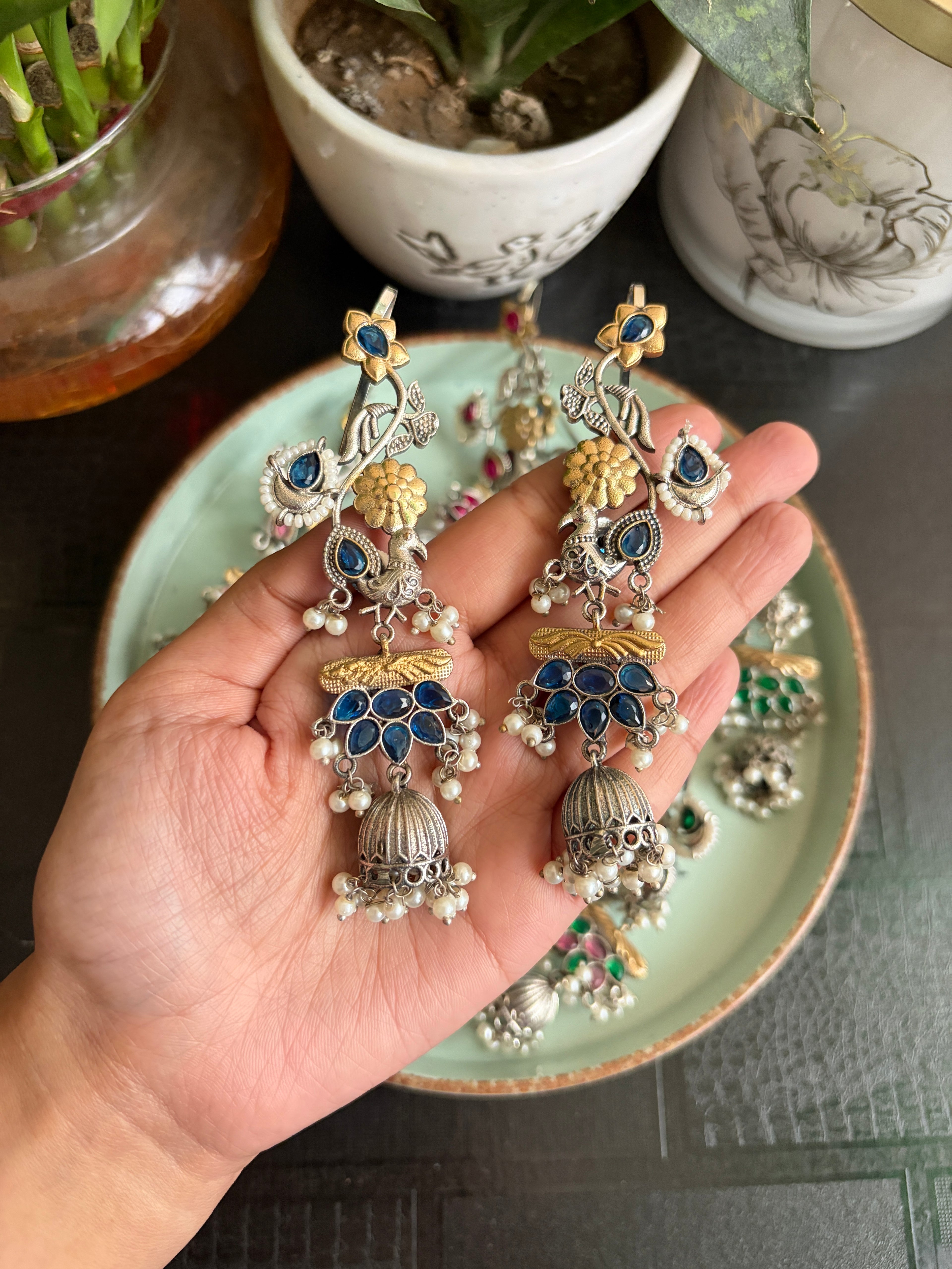 RACHNA german silver kanphool jhumkas
