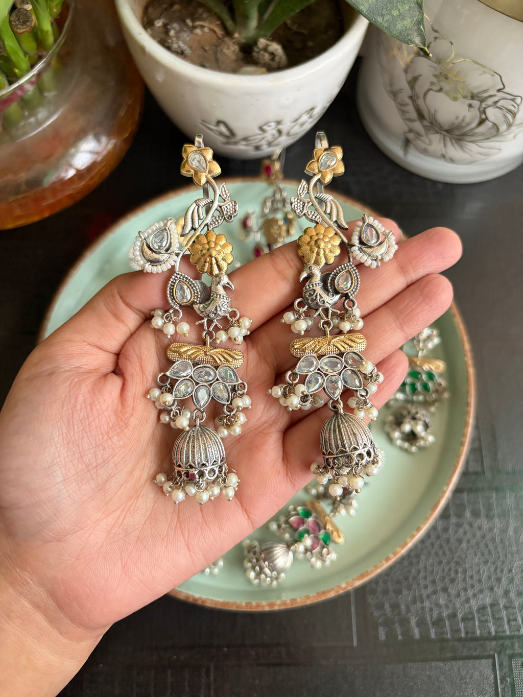 RACHNA german silver kanphool jhumkas