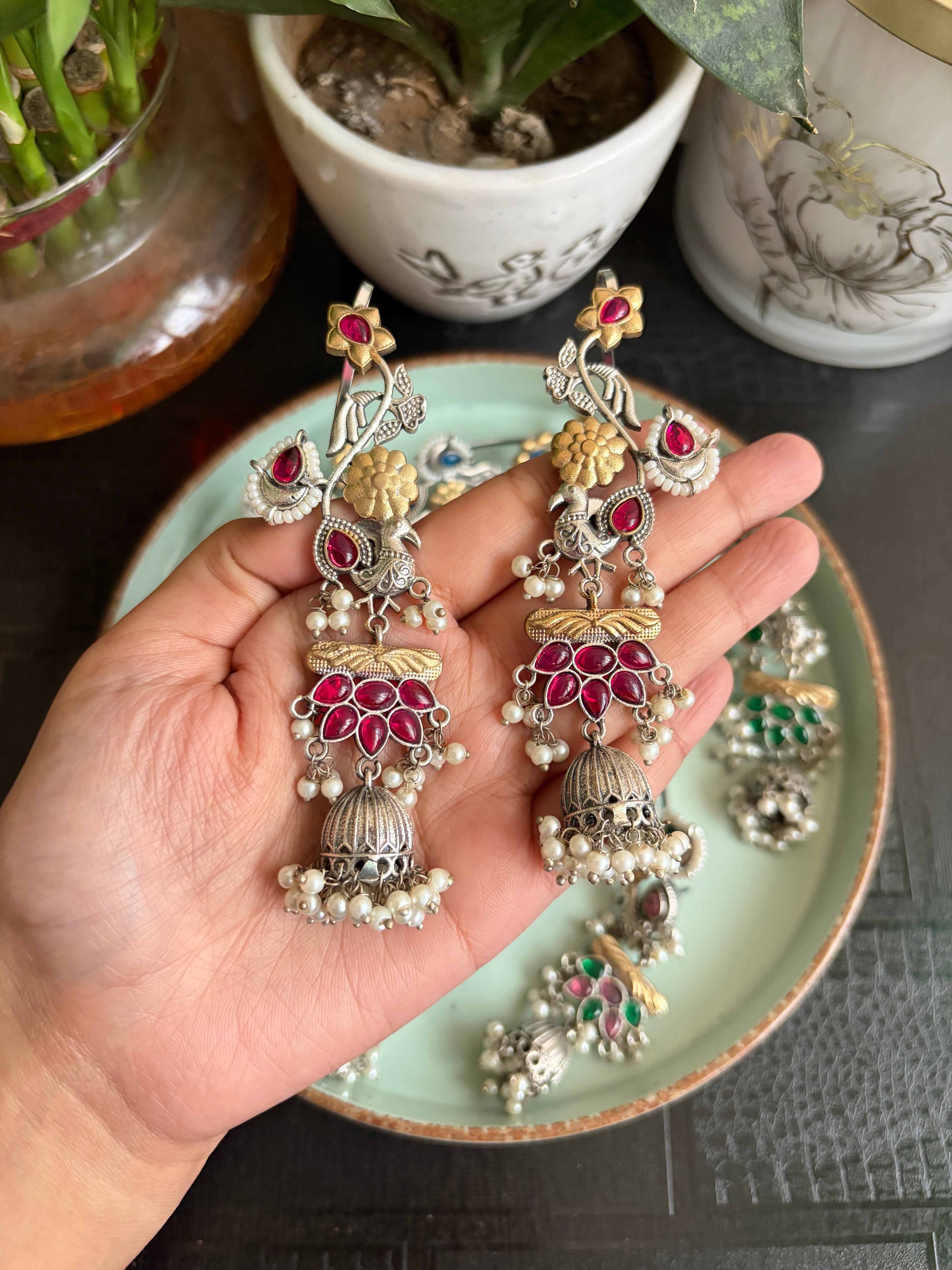 RACHNA german silver kanphool jhumkas