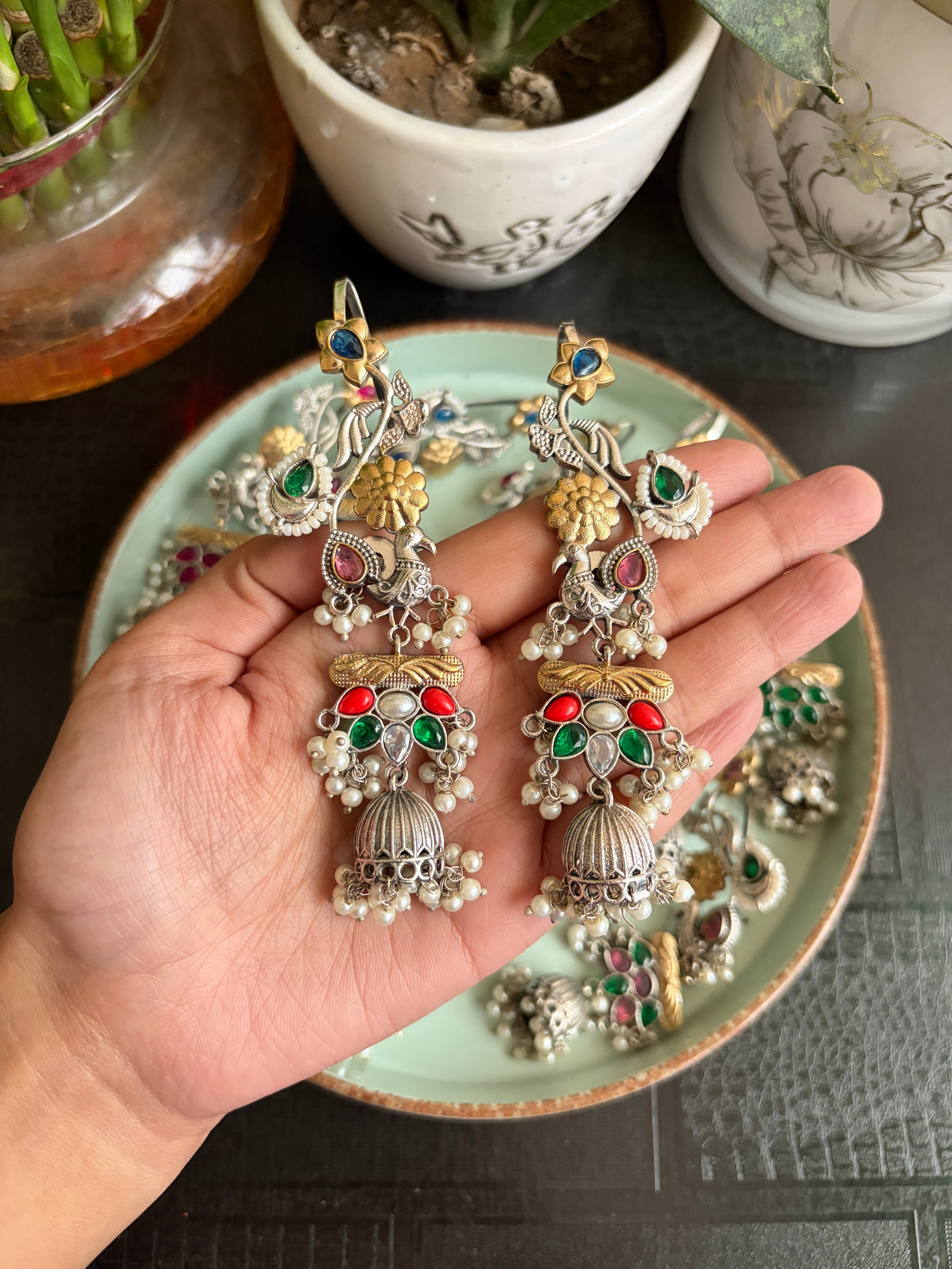 RACHNA german silver kanphool jhumkas