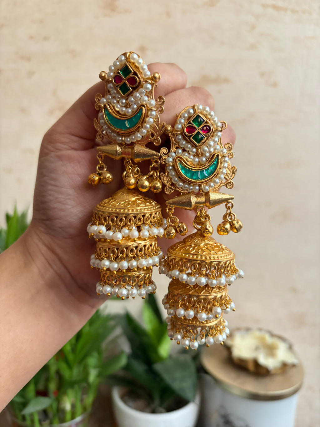 SAMEERA premium brass layered jhumka