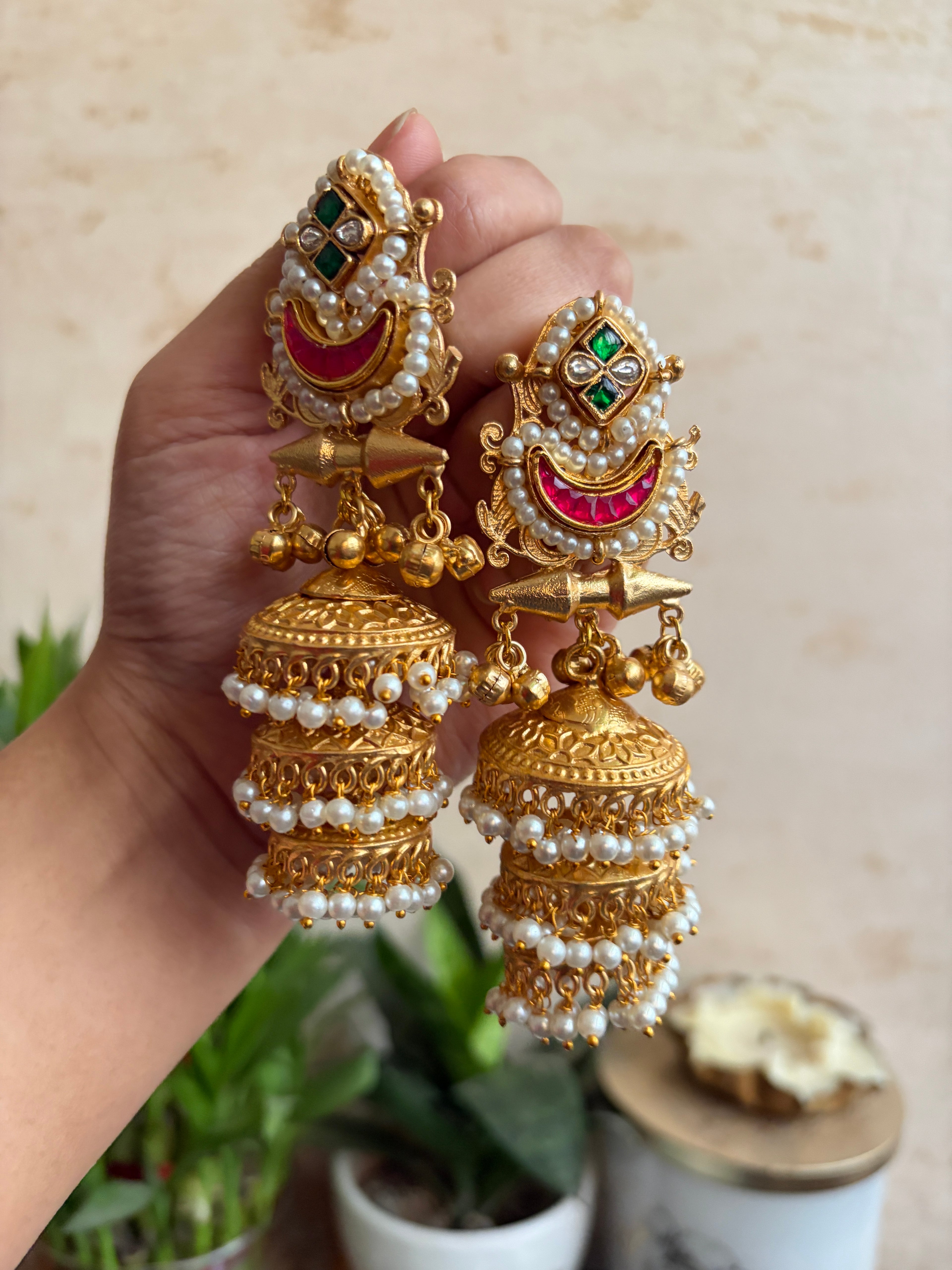 SAMEERA premium brass layered jhumka