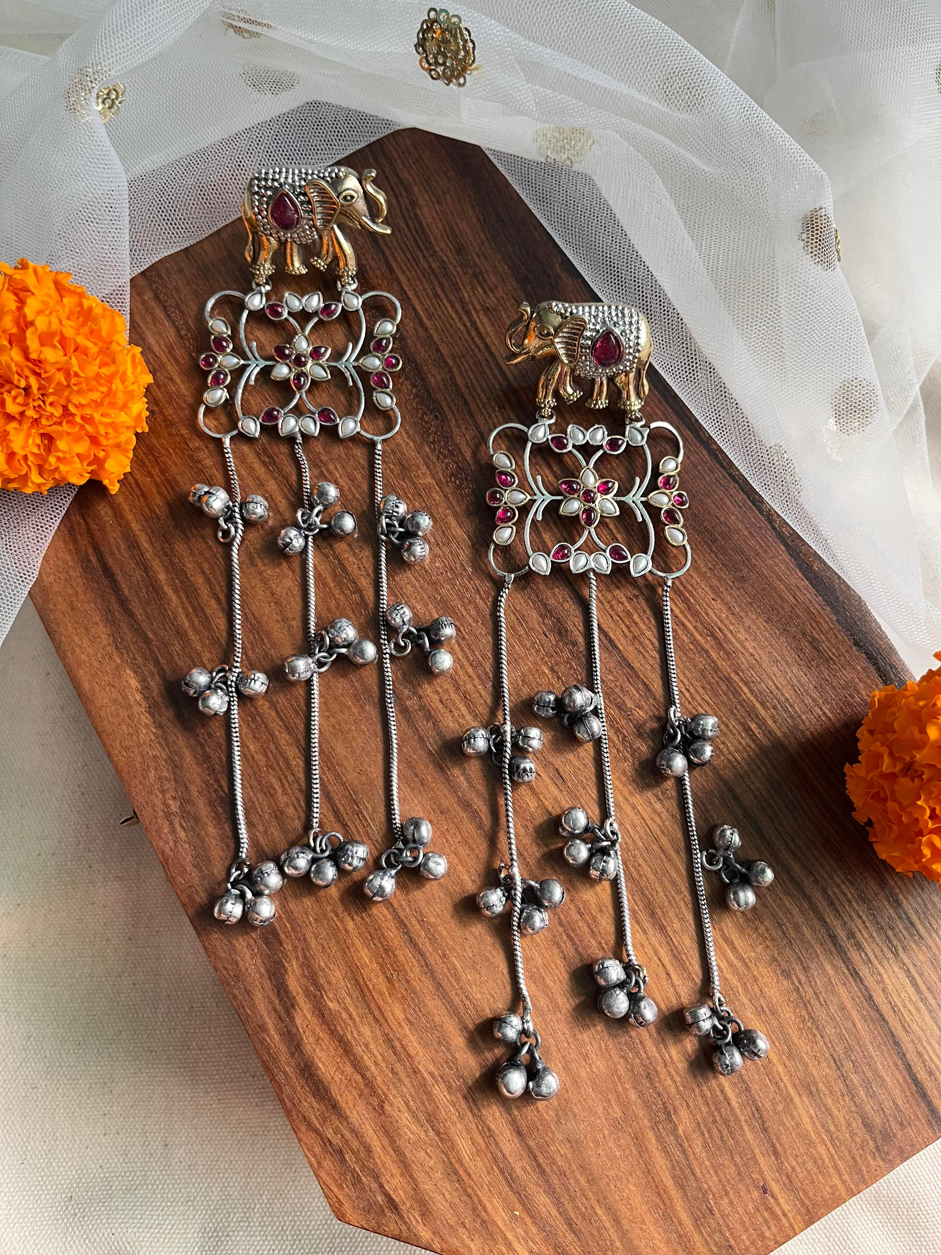 RATIKA dual tone Ghungroo earrings