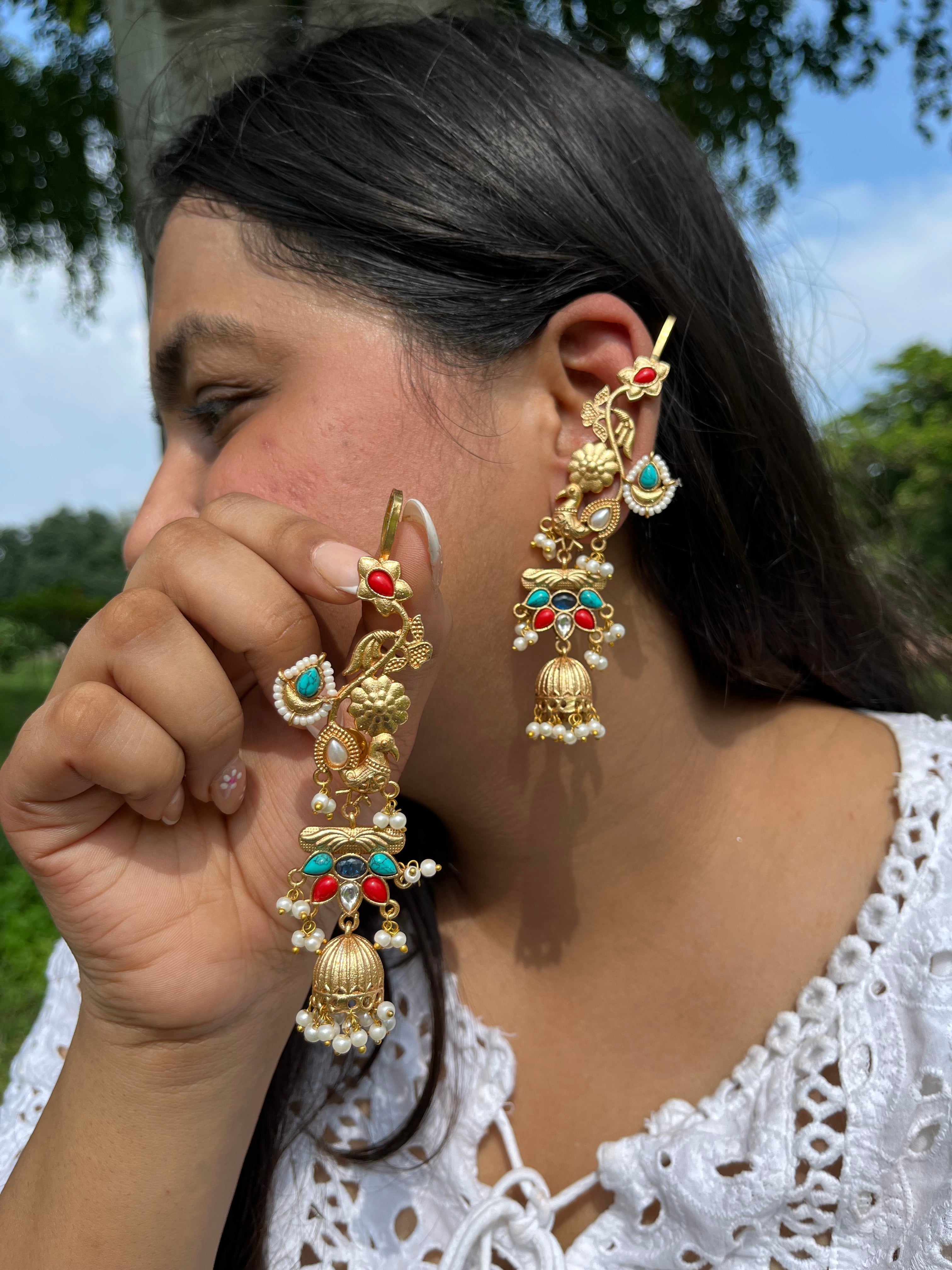 RACHNA brass kanphool jhumkas