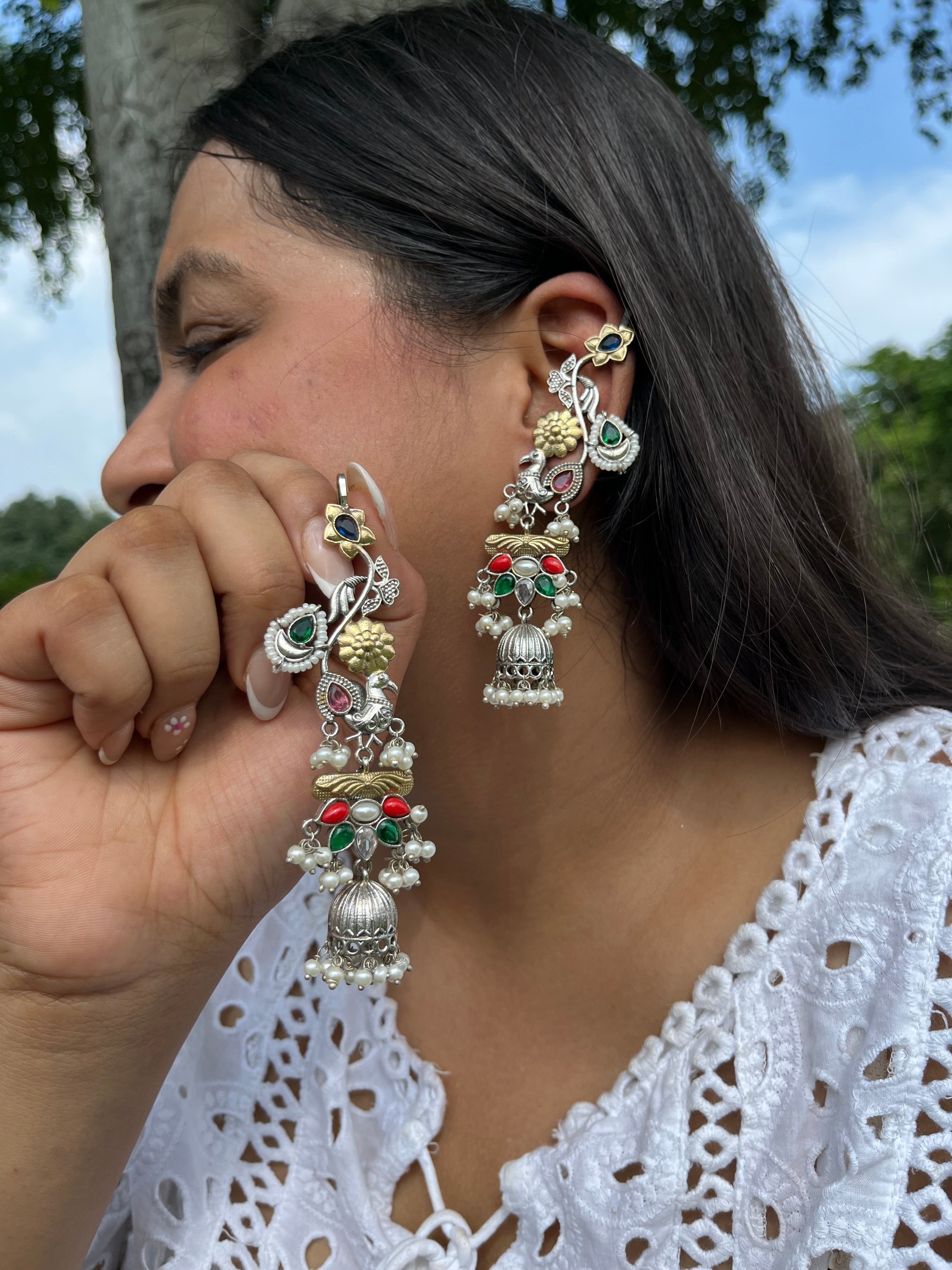RACHNA german silver kanphool jhumkas