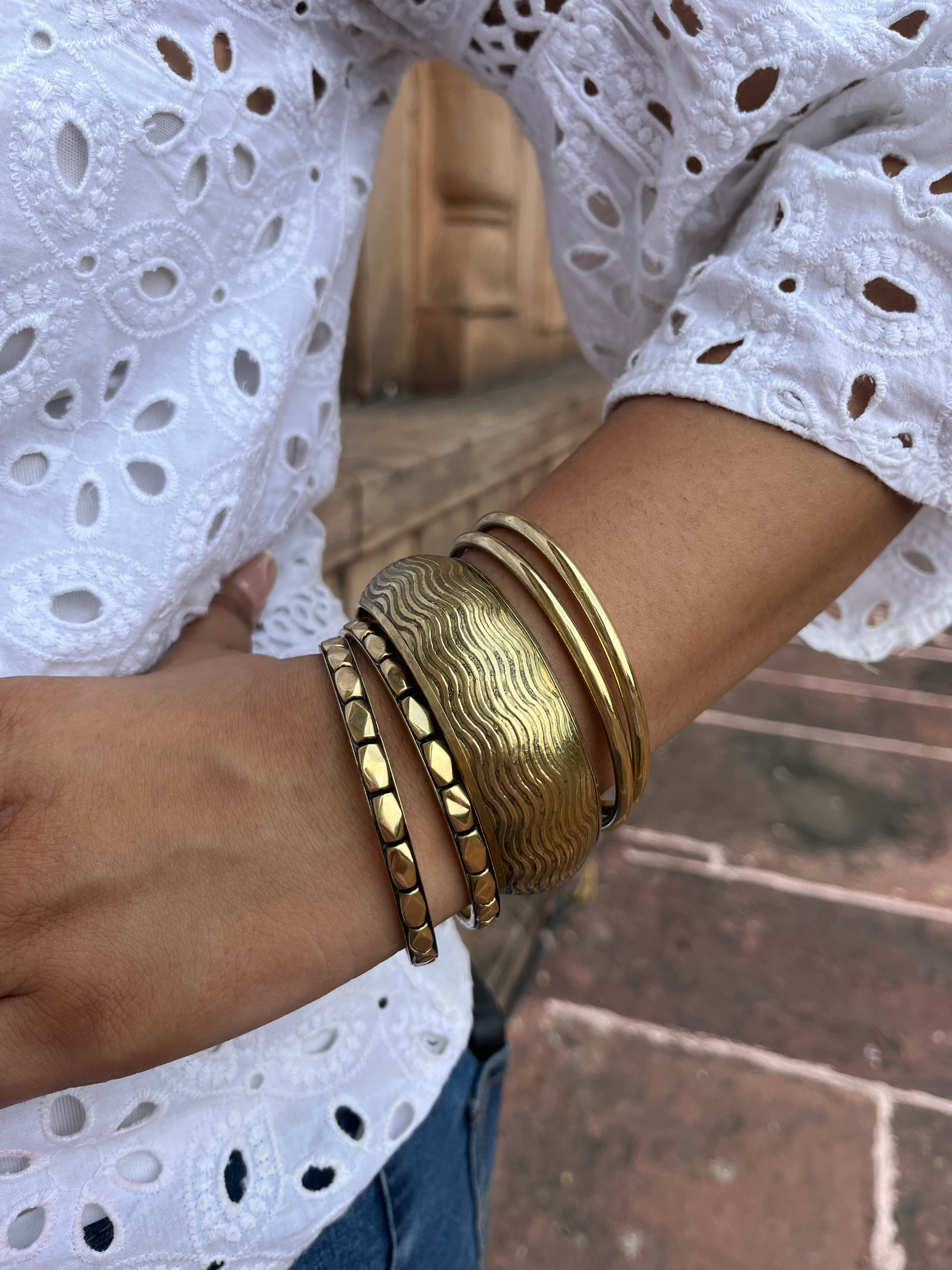 Brass bangle stack-broad light