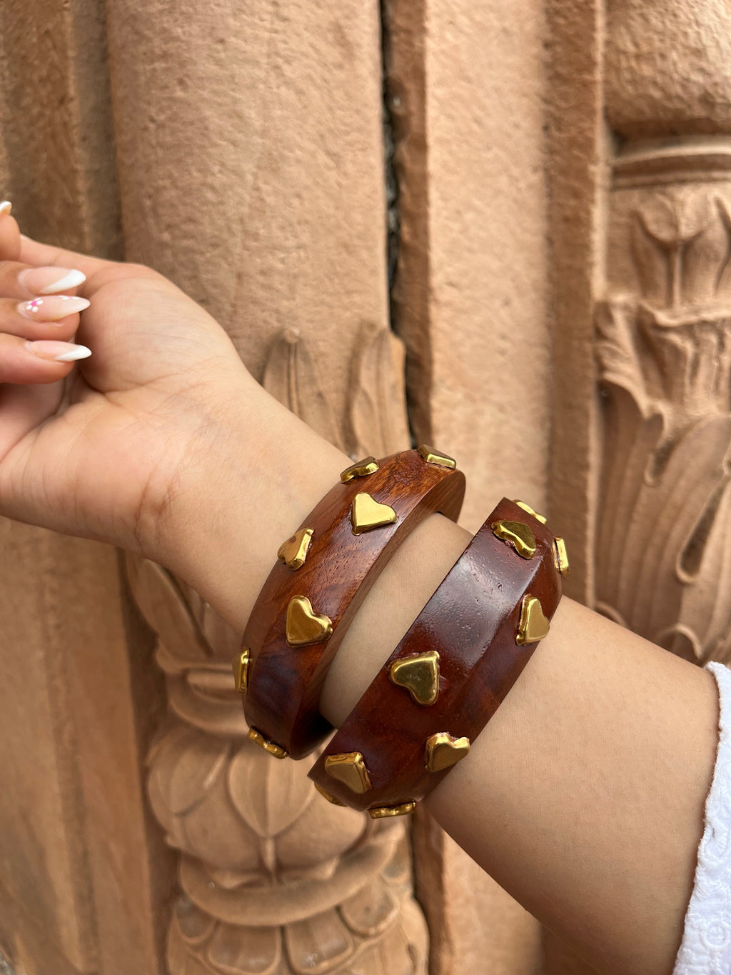 Wooden bangle heart (pair)